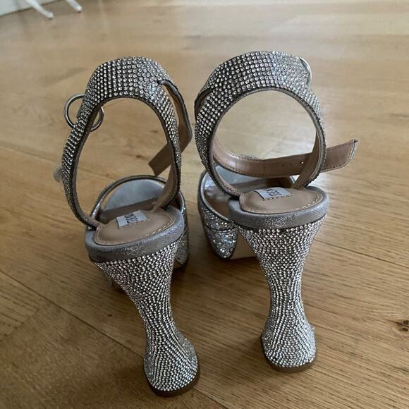 Steve Madden Sparkly Rhinestone Platform Ankle Strap Sandals - Picture 6 of 7